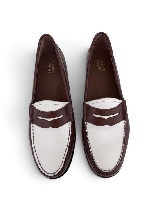 G.H. Bass & Co. Shoes - G.H. Bass Weejuns Two-Tone Leather Penny Loafers Brown White Size 9